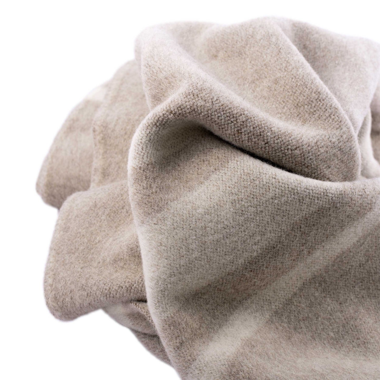 100% Wool Heavyweight Blanket - Natural Beige/White Stripes