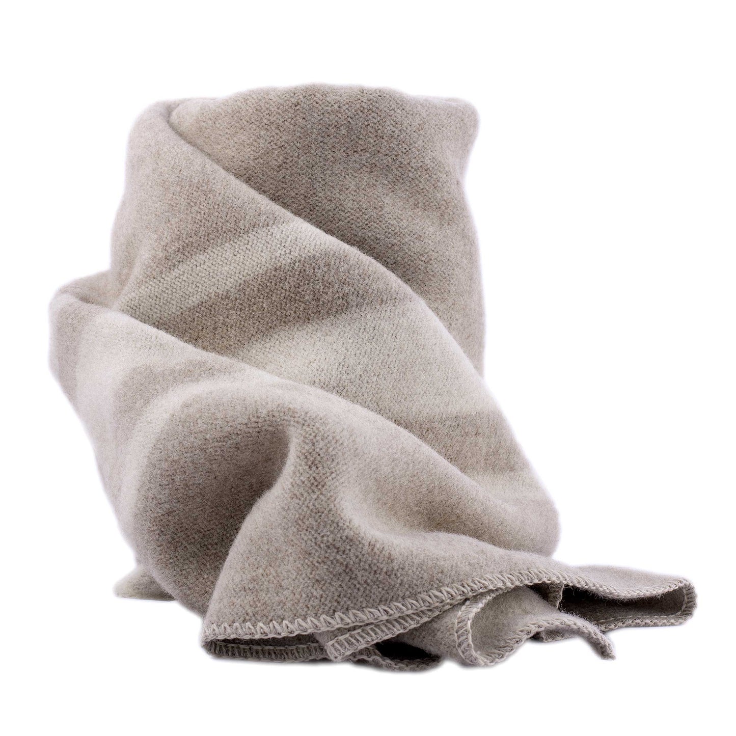 100% Wool Heavyweight Blanket - Natural Beige/White Stripes