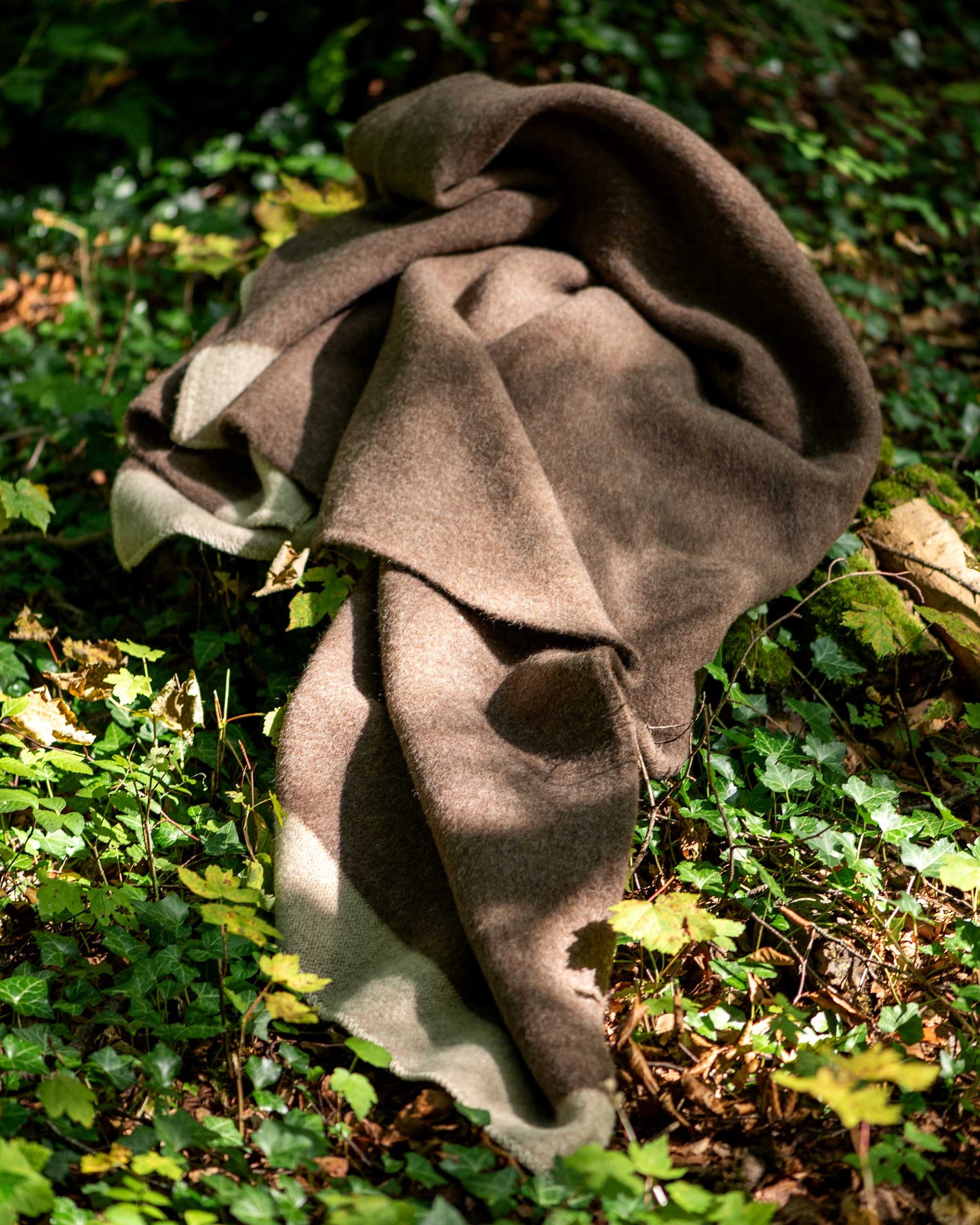 100% Wool Heavyweight Blanket - Natural Brown/Beige Stripes