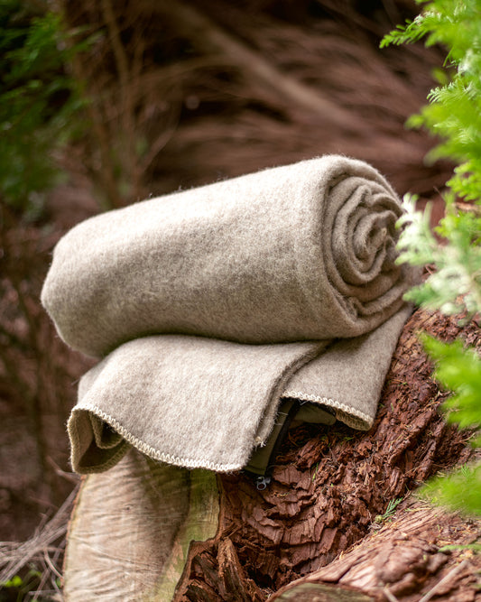 Heavy Wool Camping/Bushcraft Blanket- Natural Greige