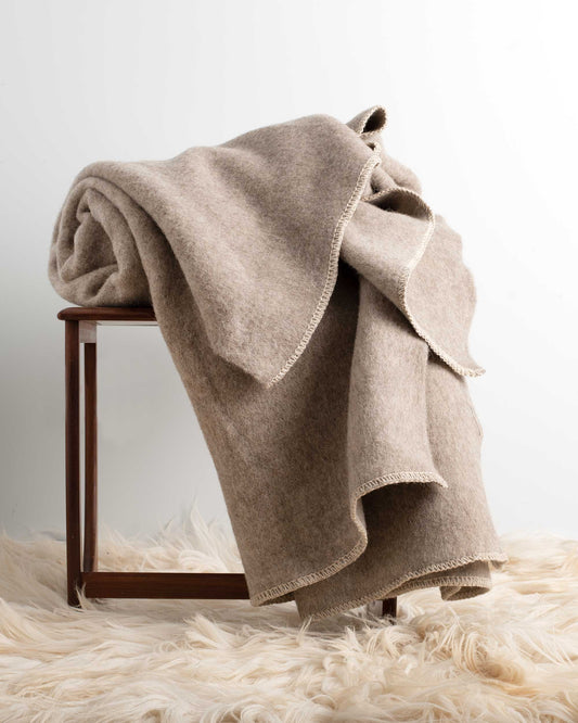 Heavy Wool Camping/Bushcraft Blanket- Natural Greige