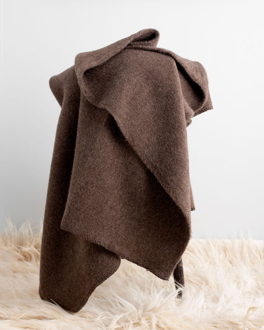 Pure New Wool Heavyweight Blanket - Natural Brown