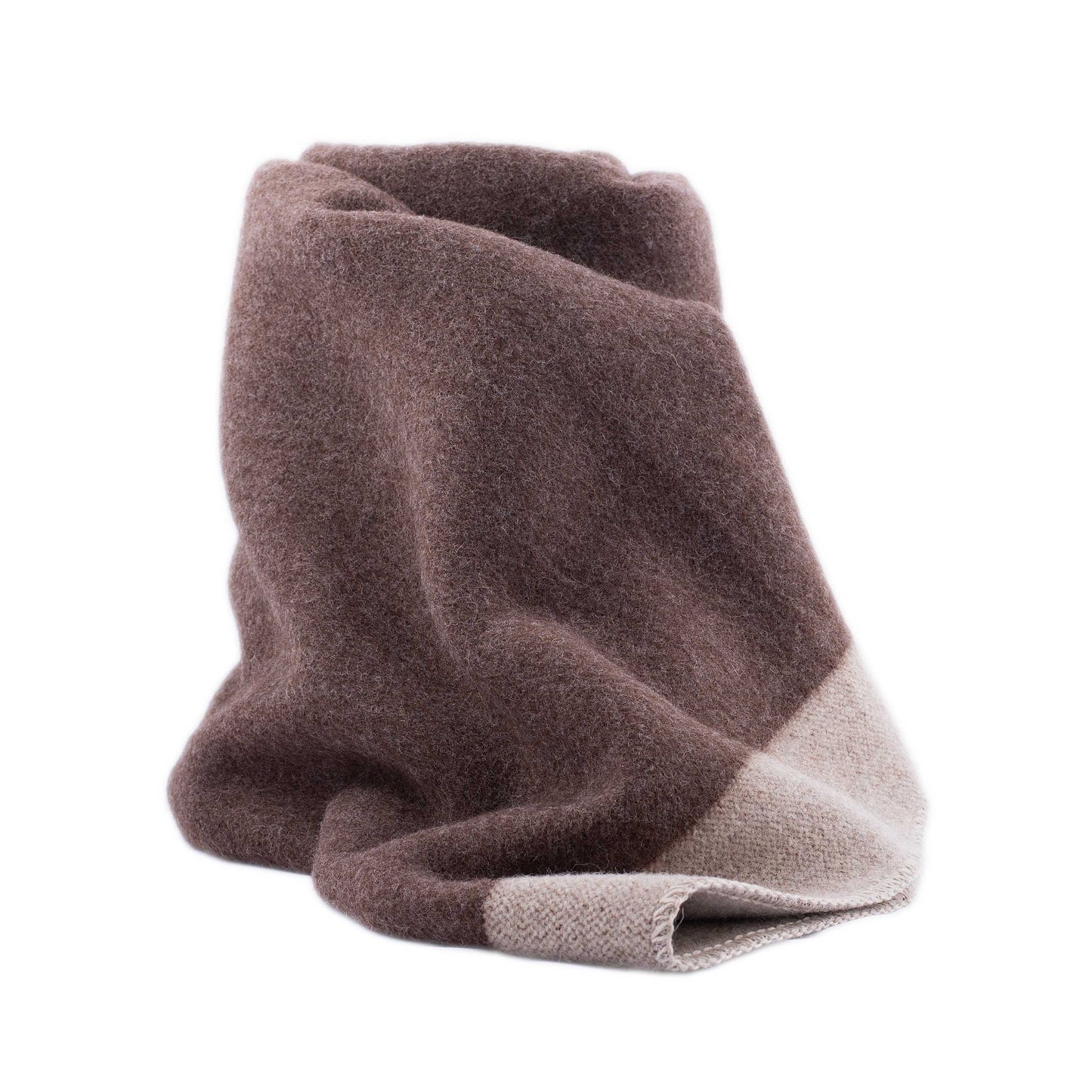 100% Wool Heavyweight Blanket - Natural Brown/Beige Stripes