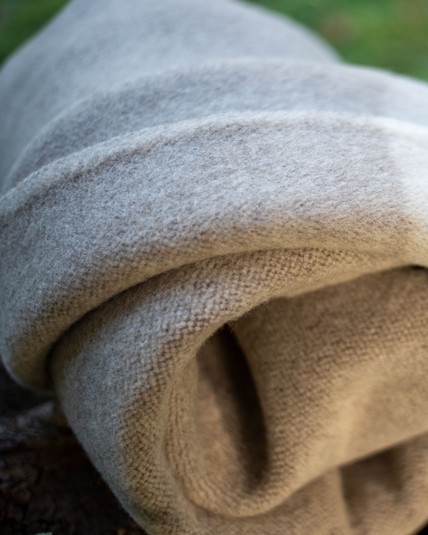 100% Wool Heavyweight Blanket - Natural Beige/White Stripes