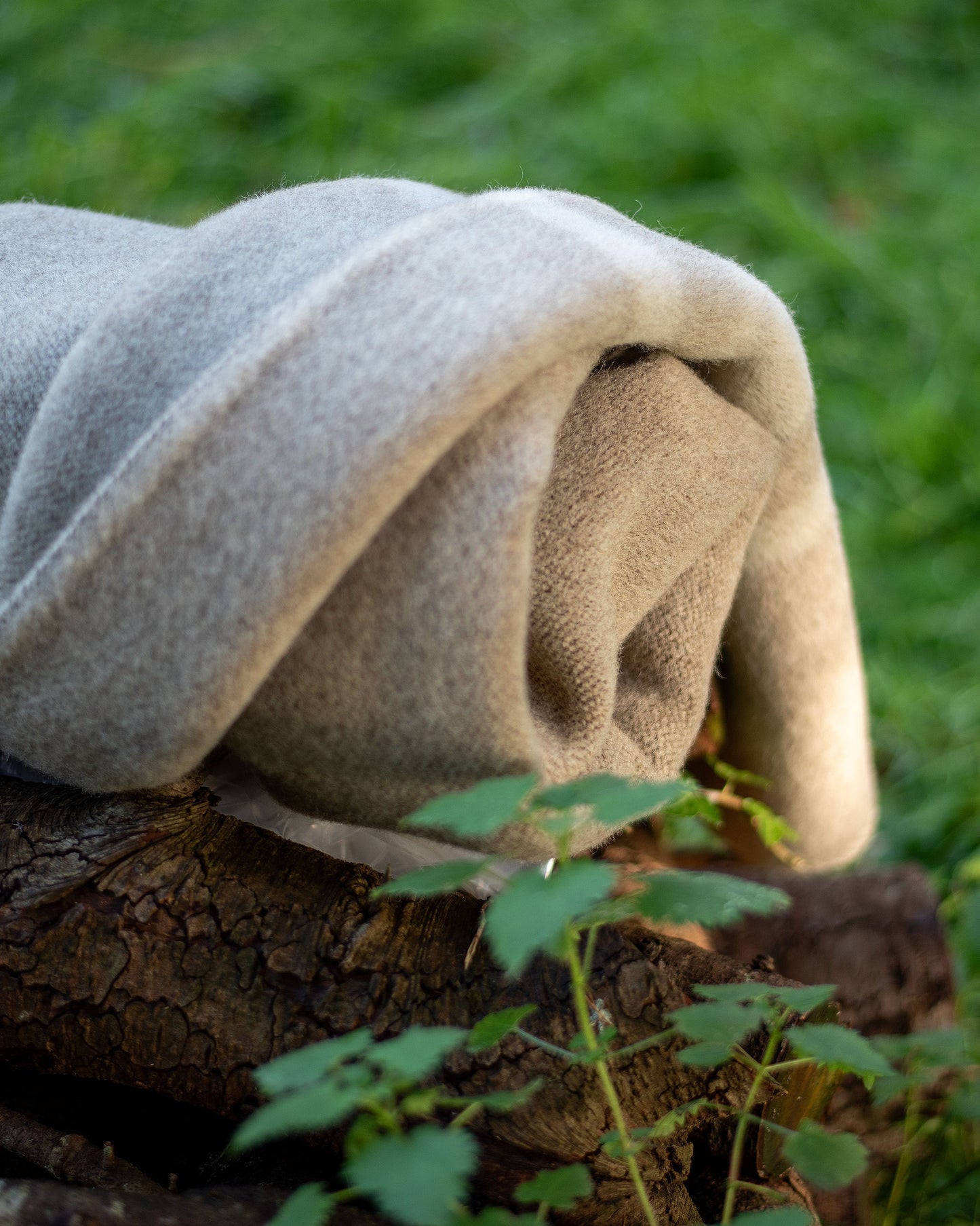 100% Wool Heavyweight Blanket - Natural Beige/White Stripes
