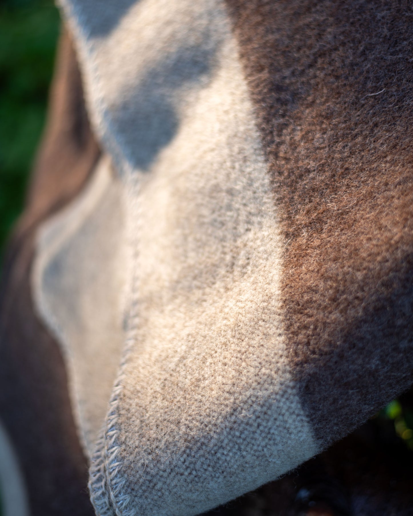 100% Wool Heavyweight Blanket - Natural Brown/Beige Stripes